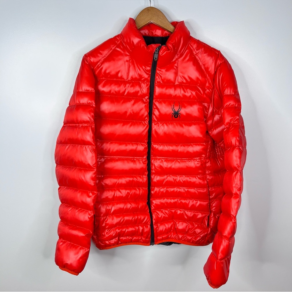 Spyder Prymo Down Jacket Blue Zip Front Down Filled Puffer Jacket